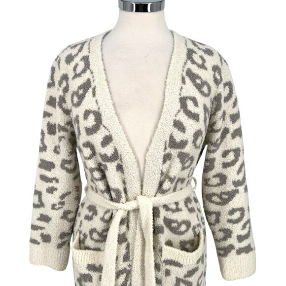 Comfyluxe Leopard Print Luxury Soft Robe Cream Ivory Gray One Size NWT - Picture 3 of 11